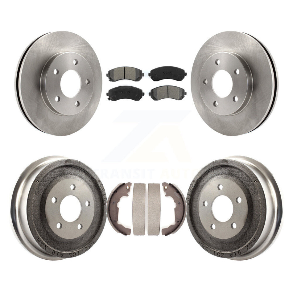 Front Rear Disc Brake Rotors Semi-Metallic Pads And Drum Kit For 2001-2005 Pontiac Aztek FWD with rear brakes K8S-103226