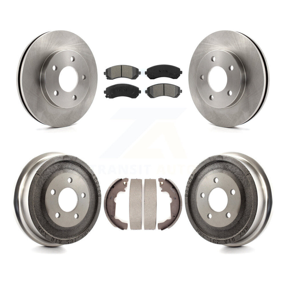 Front Rear Disc Brake Rotors Semi-Metallic Pads And Drum Kit For 2001-2005 Pontiac Aztek FWD with rear brakes K8S-103226