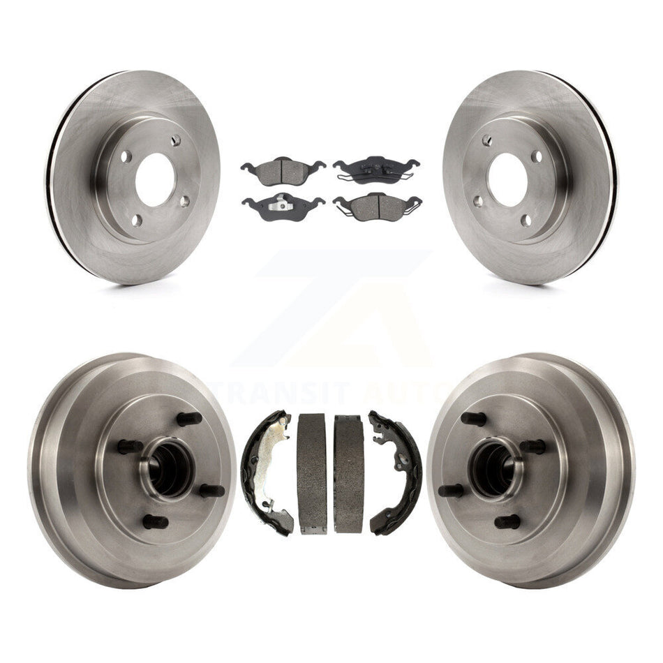 Front Rear Disc Brake Rotors Semi-Metallic Pads And Drum Kit For Ford Focus Wheel Bearing Includes K8S-103228