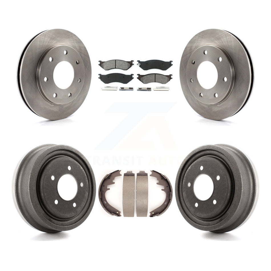 Front Rear Disc Brake Rotors Semi-Metallic Pads And Drum Kit For 1999 Ford F-150 4WD With 7 Lug Wheels K8S-103262