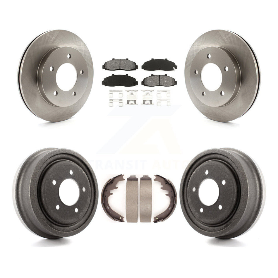 Front Rear Disc Brake Rotors Semi-Metallic Pads And Drum Kit For Ford F-150 4WD K8S-103263
