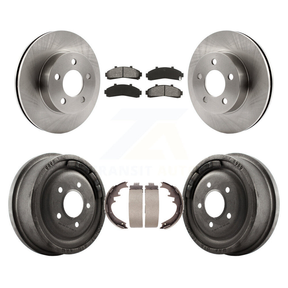 Front Rear Disc Brake Rotors Semi-Metallic Pads And Drum Kit For Ford Ranger Mazda B3000 B4000 With 10" Diameter 4WD K8S-103264