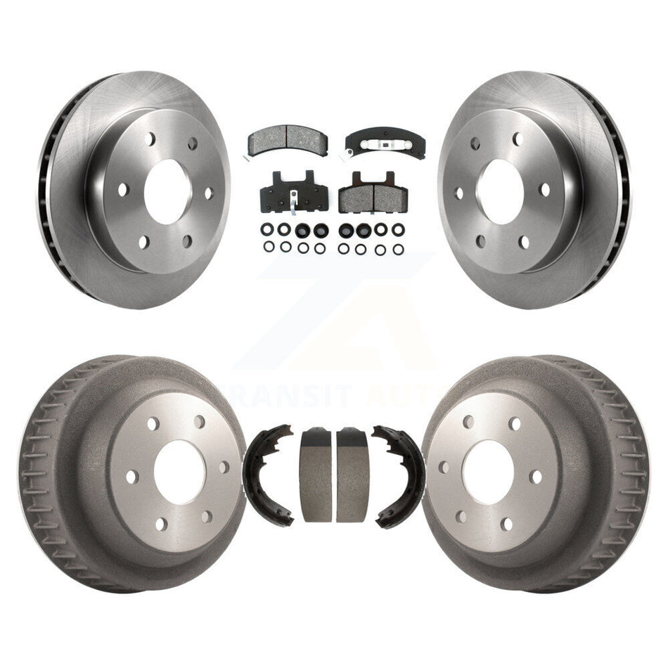 Front Rear Disc Brake Rotors Semi-Metallic Pads And Drum Kit For 1997 Chevrolet K2500 With 6 Lug Wheels K8S-103347