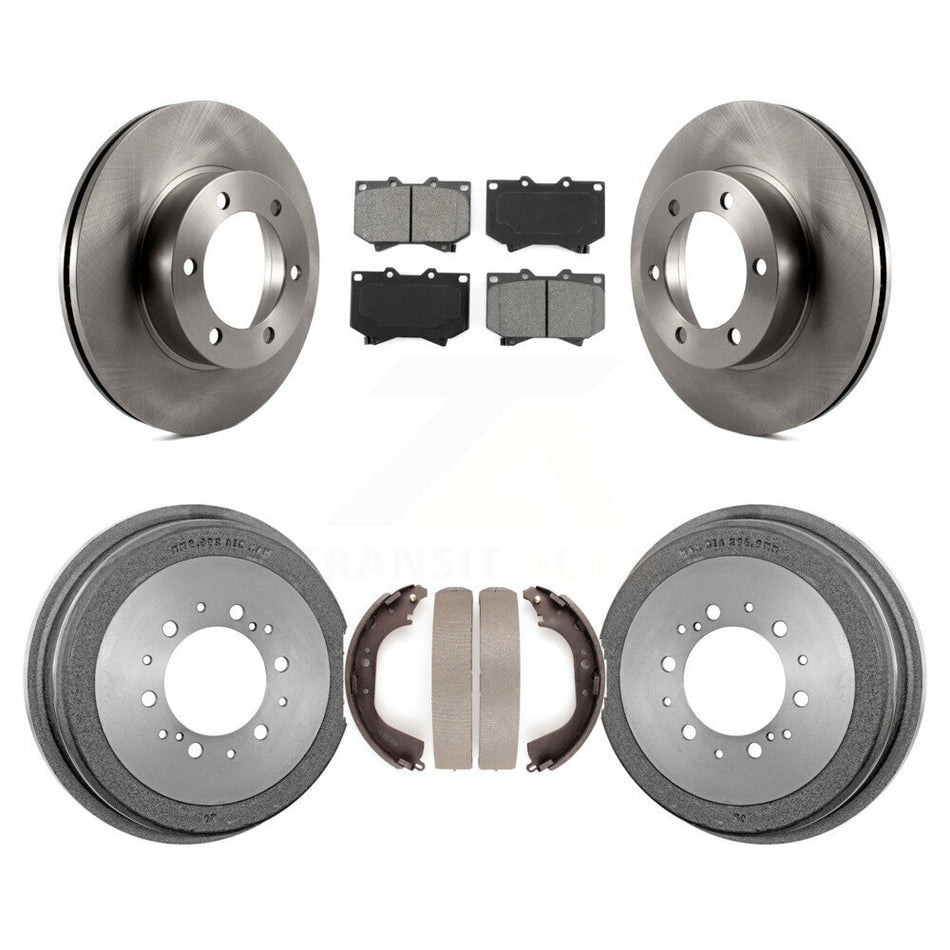 Front Rear Disc Brake Rotors Semi-Metallic Pads And Drum Kit For 2000-2002 Toyota Tundra 4.7" Plate Length K8S-103398