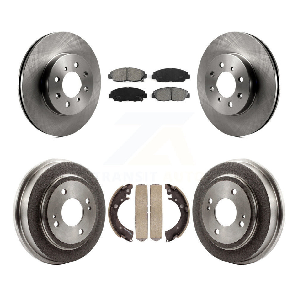 Front Rear Disc Brake Rotors Semi-Metallic Pads And Drum Kit For Honda Civic Acura EL K8S-103404