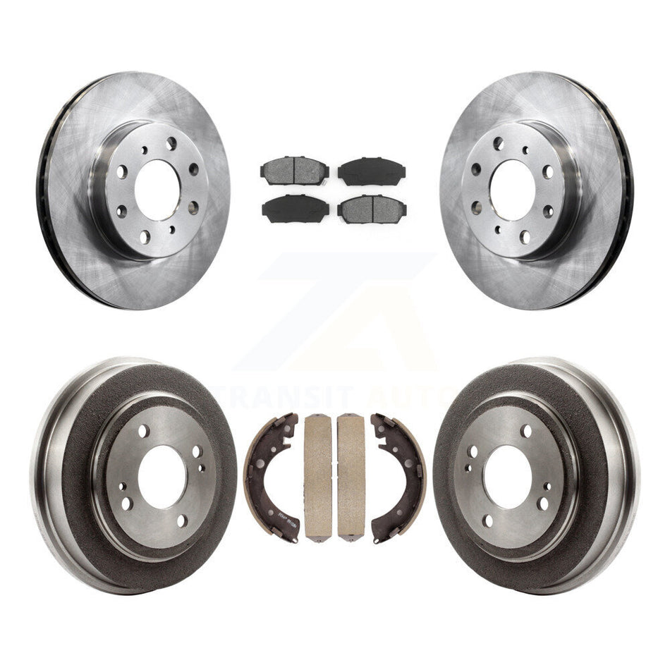 Front Rear Disc Brake Rotors Semi-Metallic Pads And Drum Kit For 1994-1995 Honda Civic EX with Sedan Automatic transmission Non-ABS K8S-103405