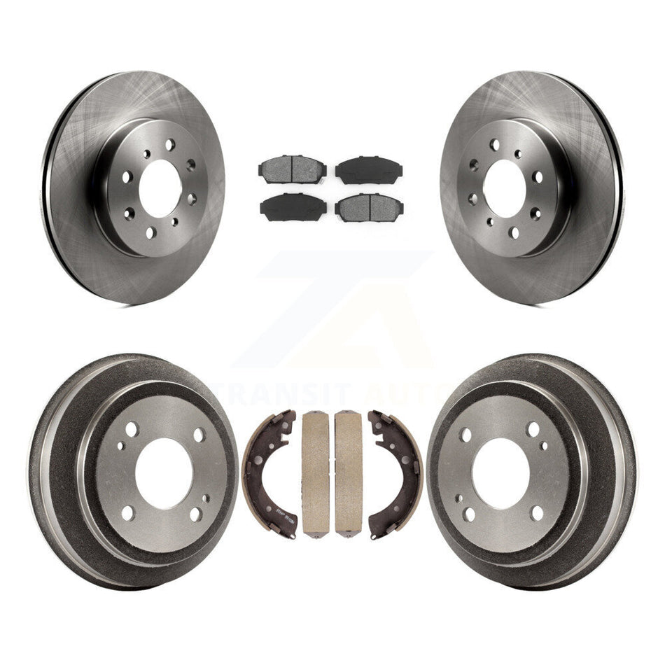 Front Rear Disc Brake Rotors Semi-Metallic Pads And Drum Kit For 1994-1995 Honda Civic EX with Coupe Manual transmission K8S-103407