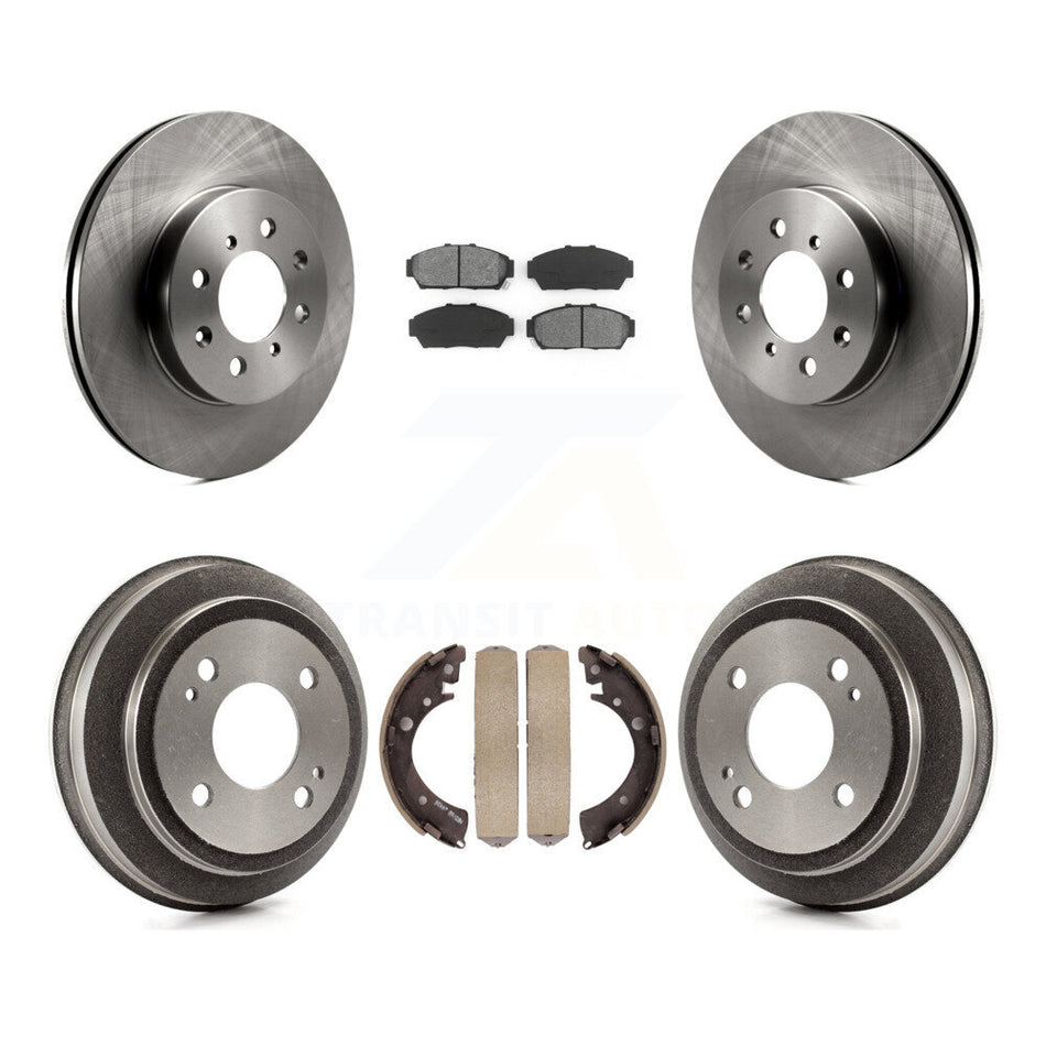 Front Rear Disc Brake Rotors Semi-Metallic Pads And Drum Kit For 1994-1995 Honda Civic EX with Coupe Manual transmission K8S-103407
