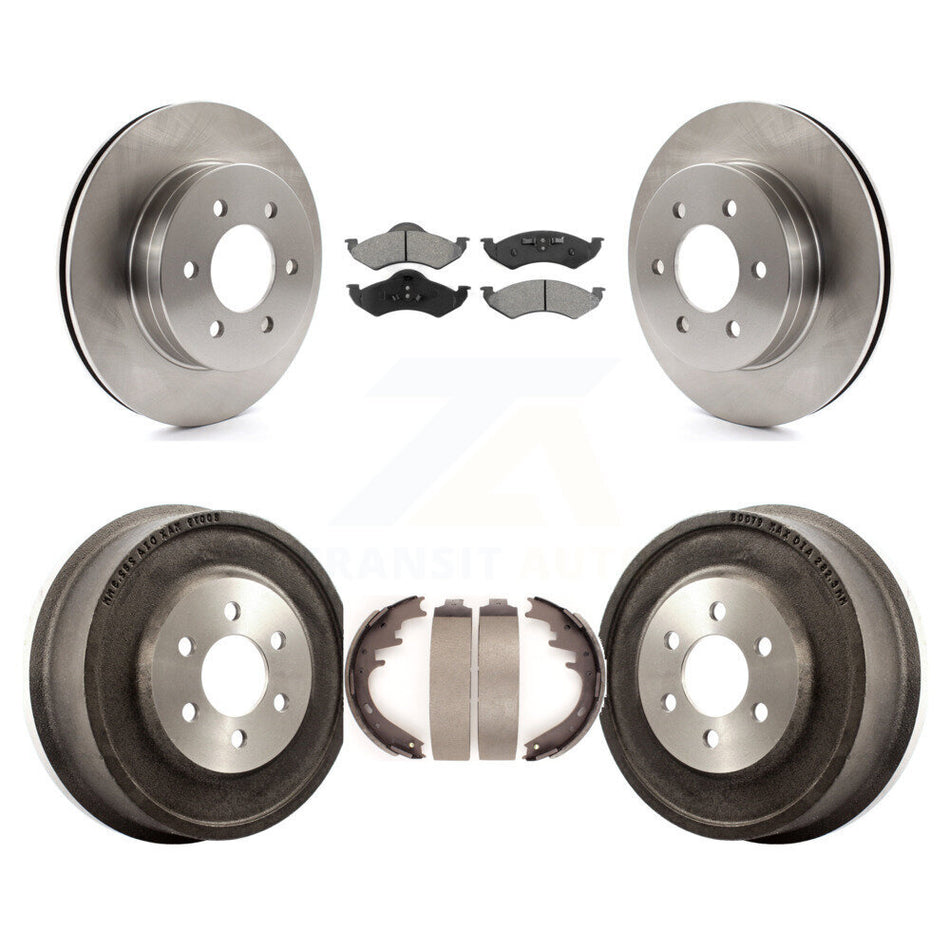 Front Rear Disc Brake Rotors Semi-Metallic Pads And Drum Kit For 2000-2002 Dodge Dakota Durango K8S-103410