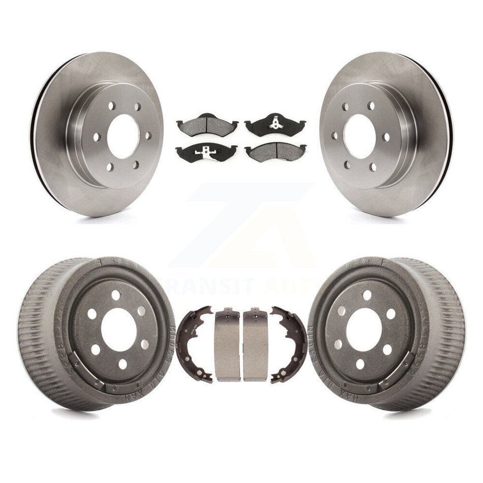 Front Rear Disc Brake Rotors Semi-Metallic Pads And Drum Kit For 1999 Dodge Dakota With 9" Diameter K8S-103414