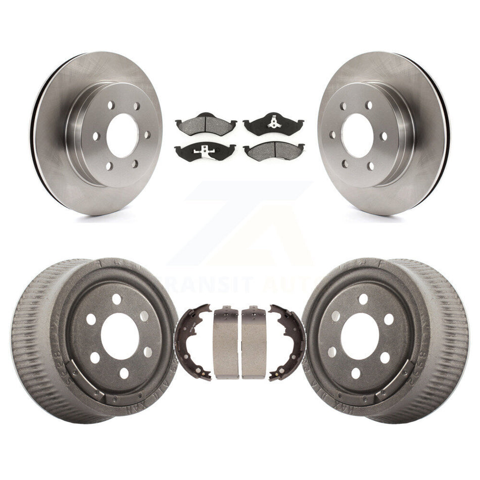 Front Rear Disc Brake Rotors Semi-Metallic Pads And Drum Kit For 1999 Dodge Dakota With 9" Diameter K8S-103414
