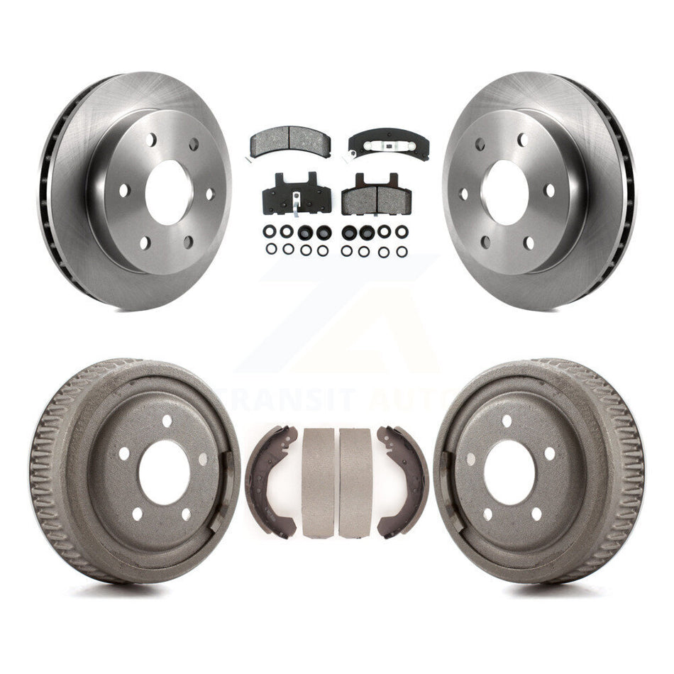 Front Rear Disc Brake Rotors Semi-Metallic Pads And Drum Kit For GMC Yukon 4WD With 10" Diameter 5 Lug Wheels K8S-103448