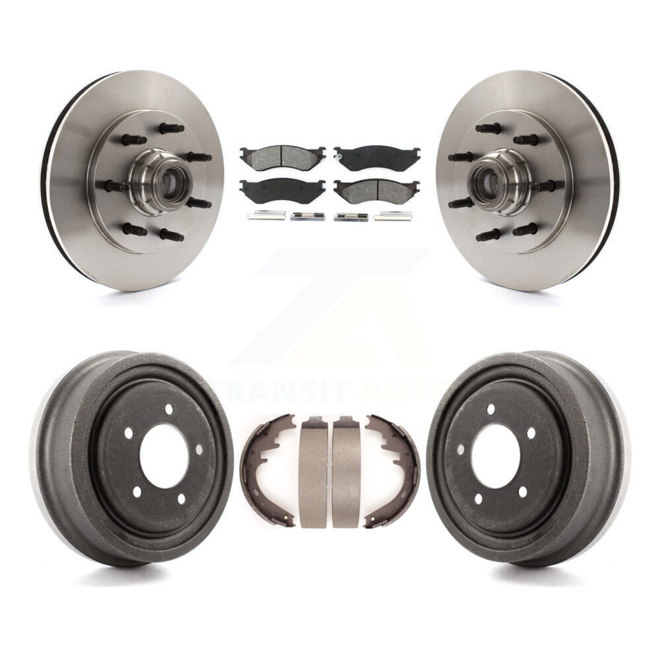 Front Rear Disc Brake Rotors Hub Assembly Semi-Metallic Pads And Drum Kit For 1999 Ford F-150 RWD With 7 Lug Wheels 12mm Wheel Lugs 4 ABS K8S-103460