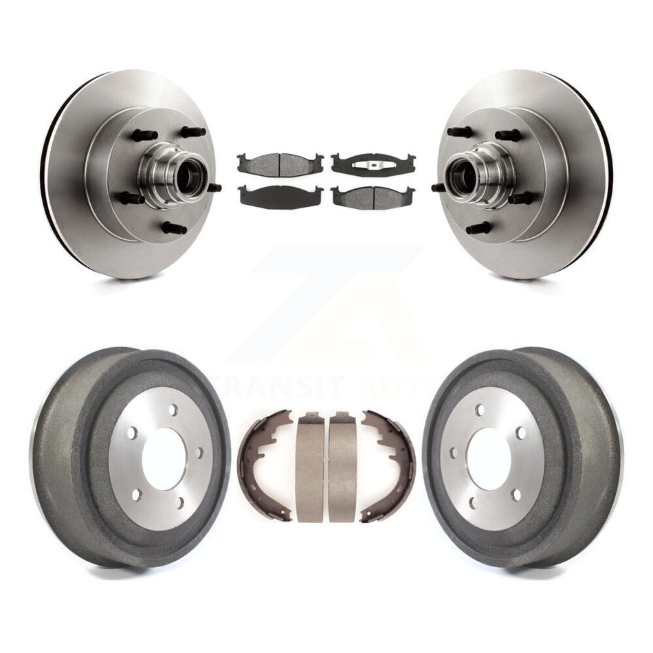Front Rear Disc Brake Rotors Hub Assembly Semi-Metallic Pads And Drum Kit For Ford E-150 Econoline Club Wagon K8S-103463