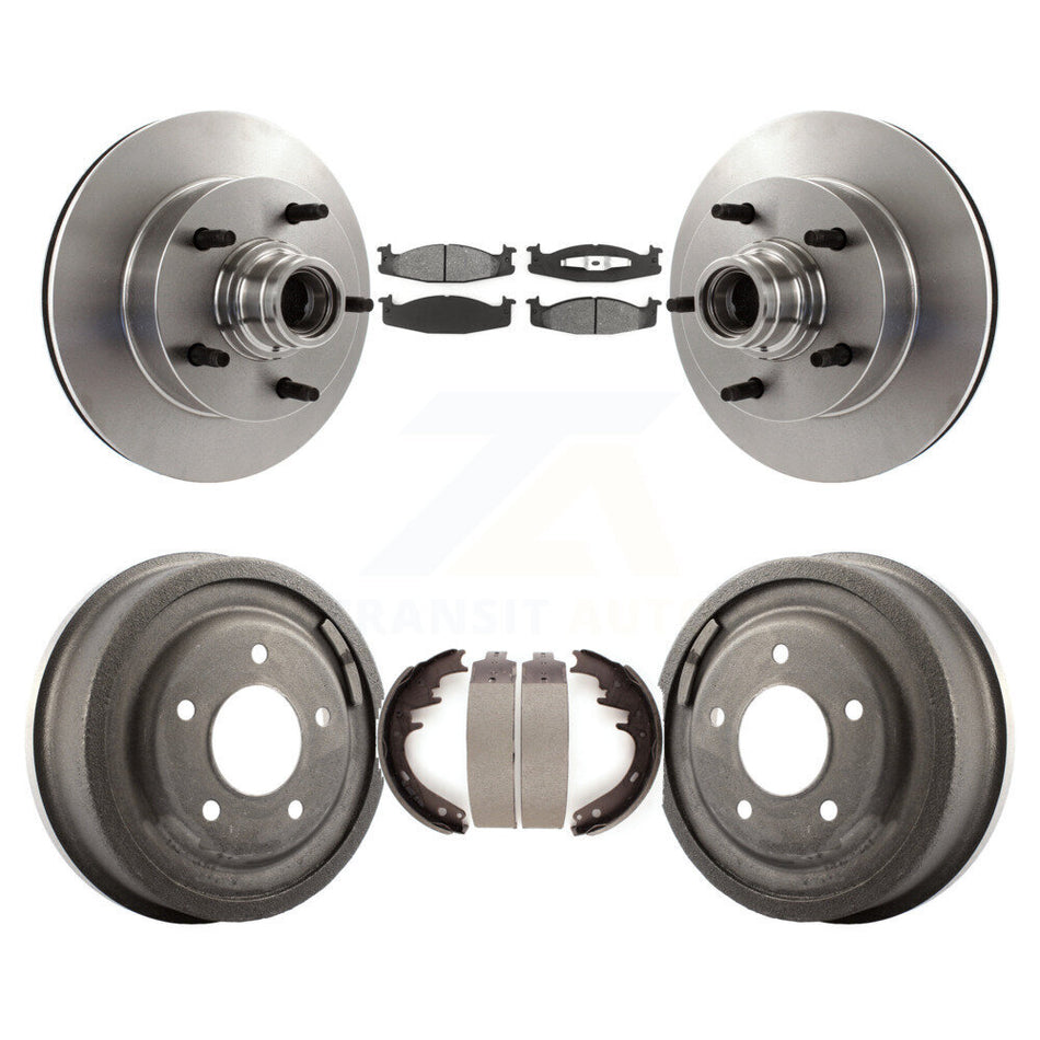 Front Rear Disc Brake Rotors Hub Assembly Semi-Metallic Pads And Drum Kit For Ford F-150 E-150 Econoline K8S-103465