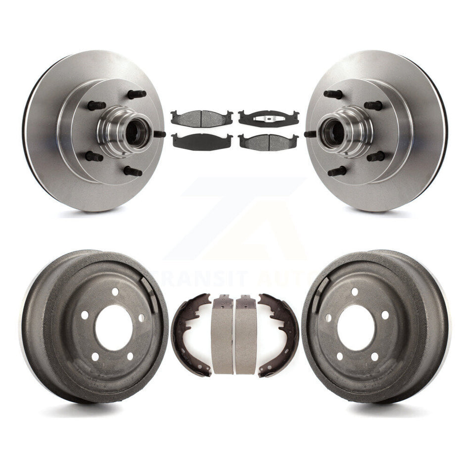 Front Rear Disc Brake Rotors Hub Assembly Semi-Metallic Pads And Drum Kit For Ford F-150 E-150 Econoline K8S-103465