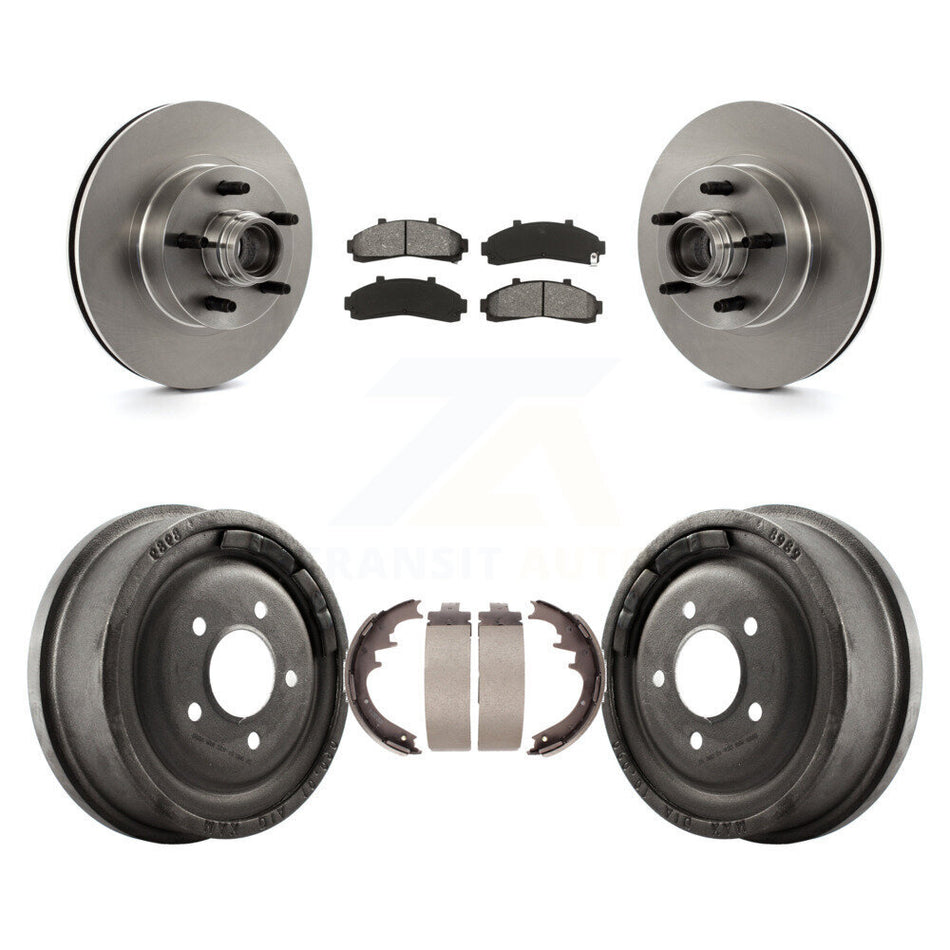 Front Rear Disc Brake Rotors Hub Assembly Semi-Metallic Pads And Drum Kit For Ford Ranger With 10" Diameter K8S-103472