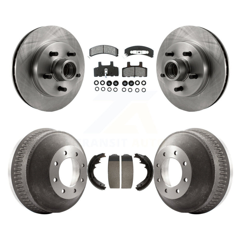 Front Rear Disc Brake Rotors Hub Assembly Semi-Metallic Pads And Drum Kit For 1998-1999 C1500 Suburban Chevrolet GMC With 13" Diameter GAS engine K8S-103480