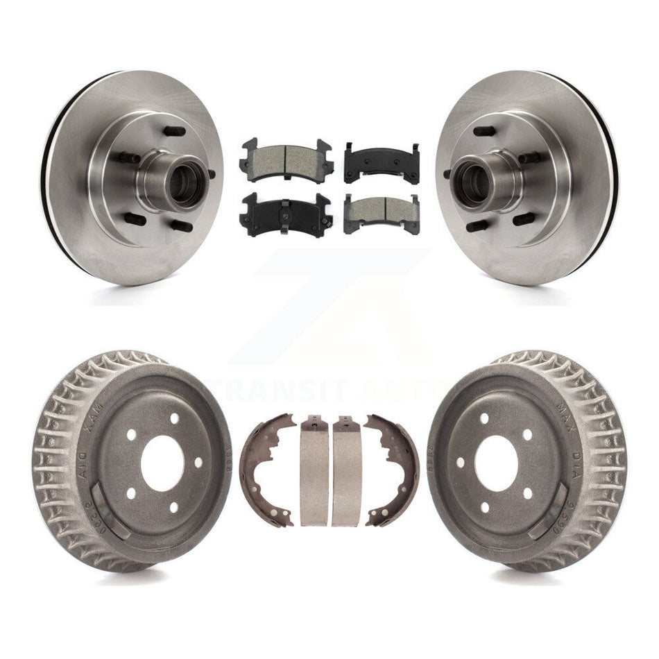 Front Rear Disc Brake Rotors Hub Assembly Semi-Metallic Pads And Drum Kit For 2003-2003 Chevrolet S10 GMC Sonoma RWD K8S-103486