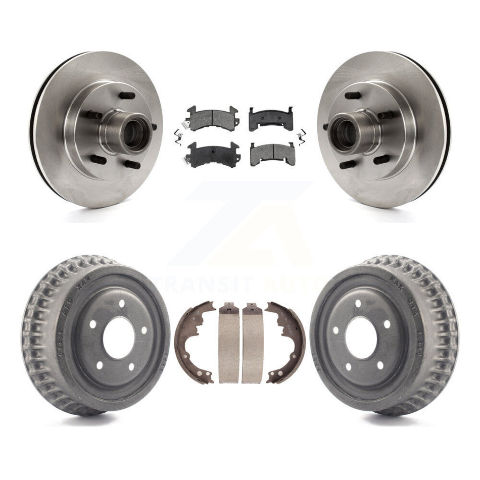 Front Rear Disc Brake Rotors Hub Assembly Semi-Metallic Pads And Drum Kit For 1991-1991 GMC Sonoma Chevrolet S10 Blazer S15 Jimmy With ABS Tone Ring RWD K8S-103490