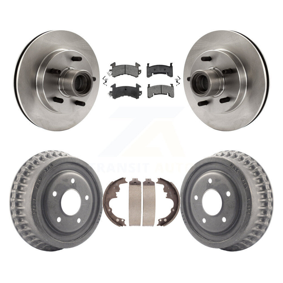 Front Rear Disc Brake Rotors Hub Assembly Semi-Metallic Pads And Drum Kit For 1991-1991 GMC Sonoma Chevrolet S10 Blazer S15 Jimmy With ABS Tone Ring RWD K8S-103490