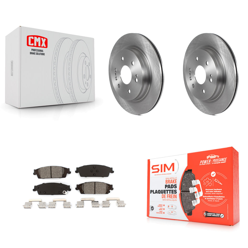 Rear Disc Brake Rotors And Semi-Metallic Pads Kit For 2019-2019 Chevrolet Silverado 1500 LD GMC Sierra Limited With Electric Parking K8S-103502