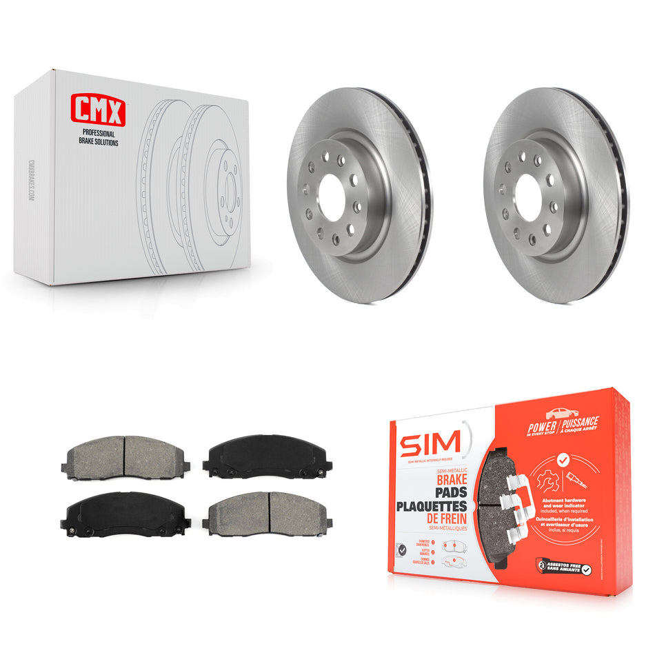 Front Disc Brake Rotors And Semi-Metallic Pads Kit For 2018-2022 Jeep Wrangler Without Heavy Duty Brakes Code BRY K8S-103516