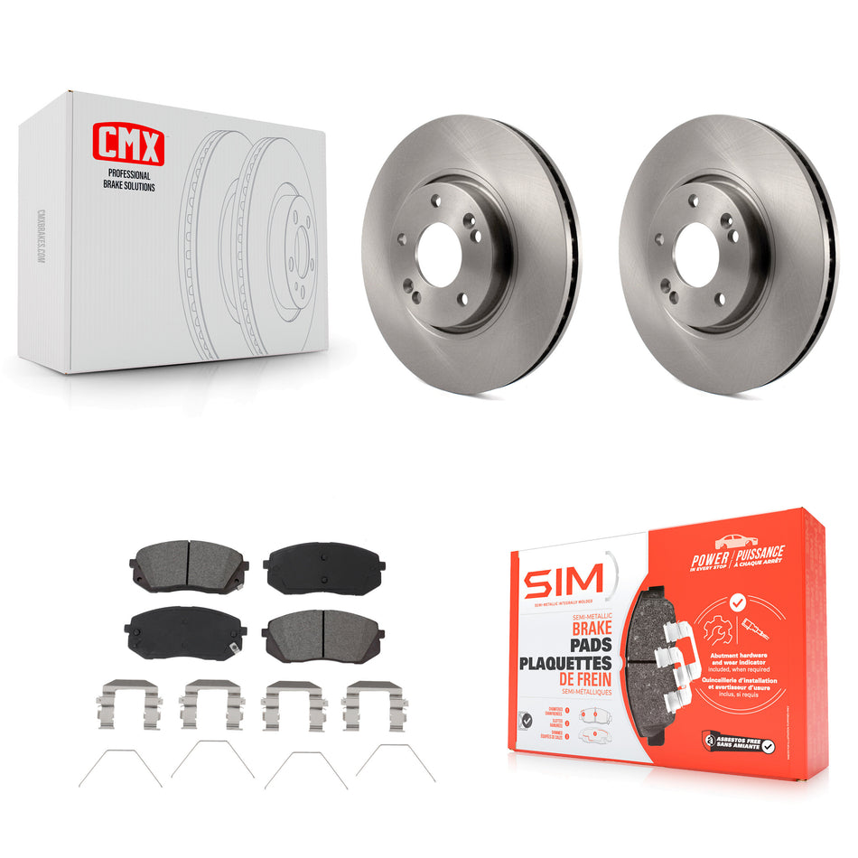 Front Disc Brake Rotors And Semi-Metallic Pads Kit For 2017-2019 Kia Soul EV K8S-103520