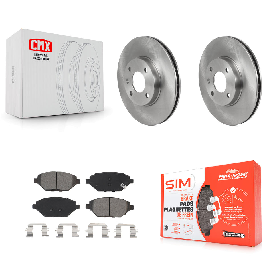 Front Disc Brake Rotors And Semi-Metallic Pads Kit For 2016-2021 Chevrolet Spark K8S-103524
