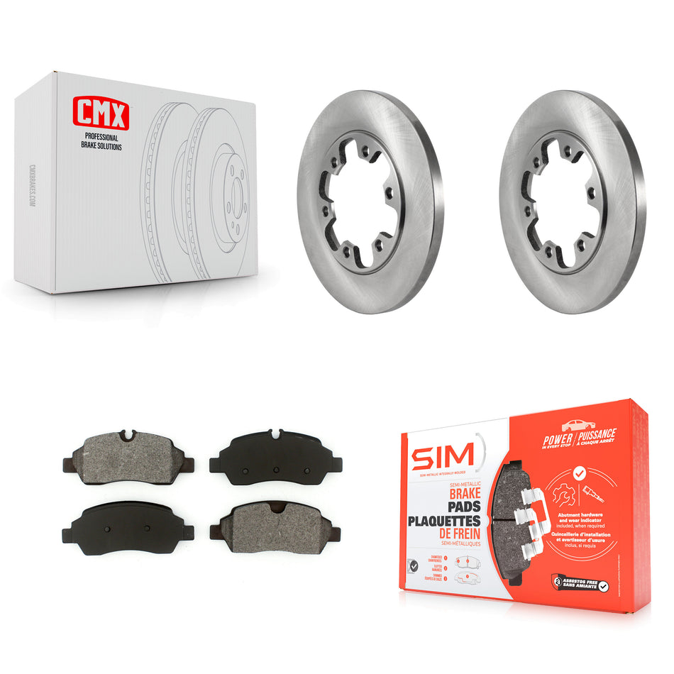 Rear Disc Brake Rotors And Semi-Metallic Pads Kit For 2015-2019 Ford Transit-350 HD With 6 Lug Wheels K8S-103565