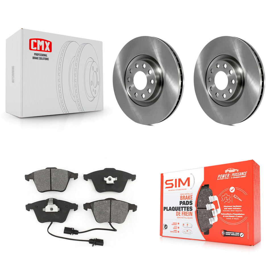 Front Disc Brake Rotors And Semi-Metallic Pads Kit For 2002-2004 Audi A6 Quattro With 321mm Diameter Rotor Single Piston Caliper K8S-103629