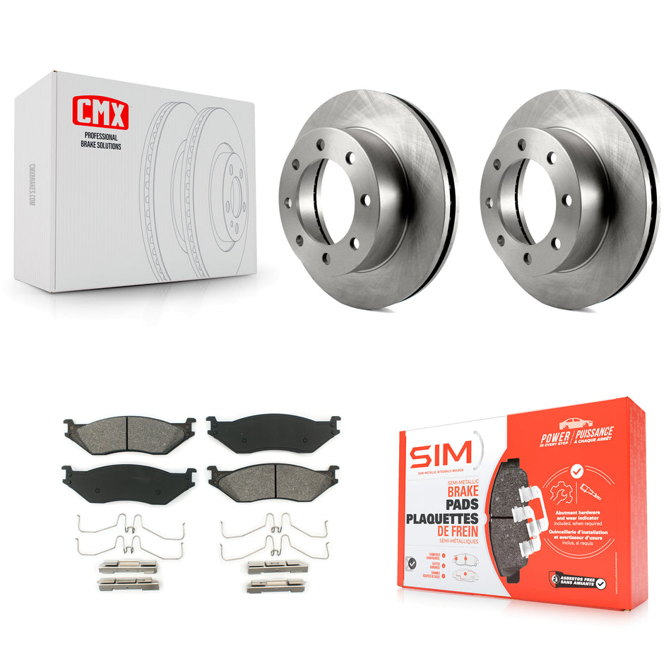 Front Brake Rotor Semi-Metallic Pad Kit For 05-09 Ford F-450 Super Duty With 8 Lug Wheels K8S-103669