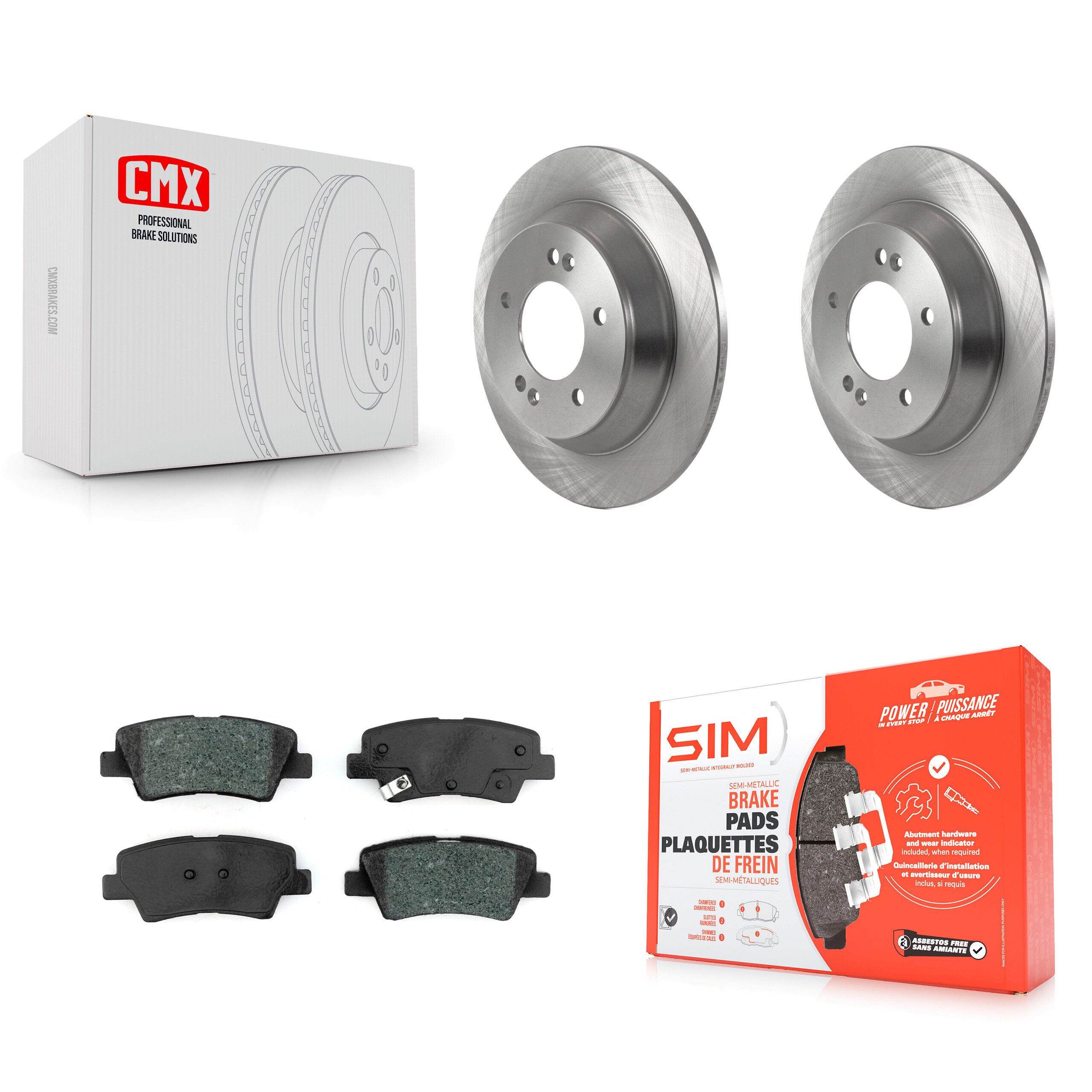Rear Disc Brake Rotors And Semi-Metallic Pads Kit For 2020-2022 Kia Soul 1.6L K8S-103692