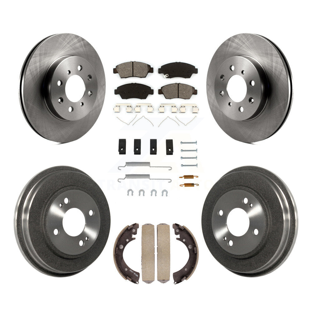 Front Rear Brake Rotor Semi-Metallic Pad Drum Kit (7Pc) For Honda Civic With 4 Lug Wheels K8S-103697