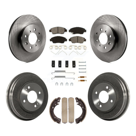 Front Rear Brake Rotor Semi-Metallic Pad Drum Kit (7Pc) For Honda Civic With 4 Lug Wheels K8S-103697