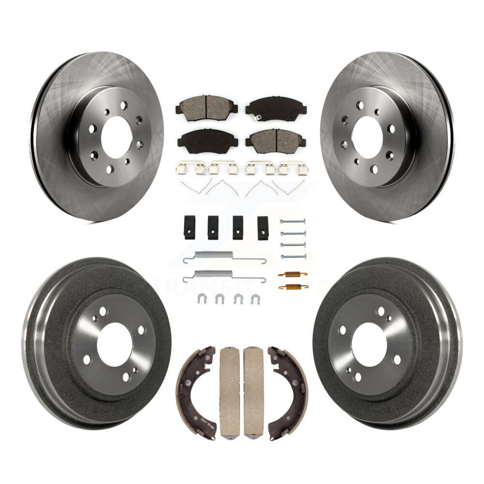 Front Rear Brake Rotor Semi-Metallic Pad Drum Kit (7Pc) For Honda Civic With 4 Lug Wheels K8S-103697