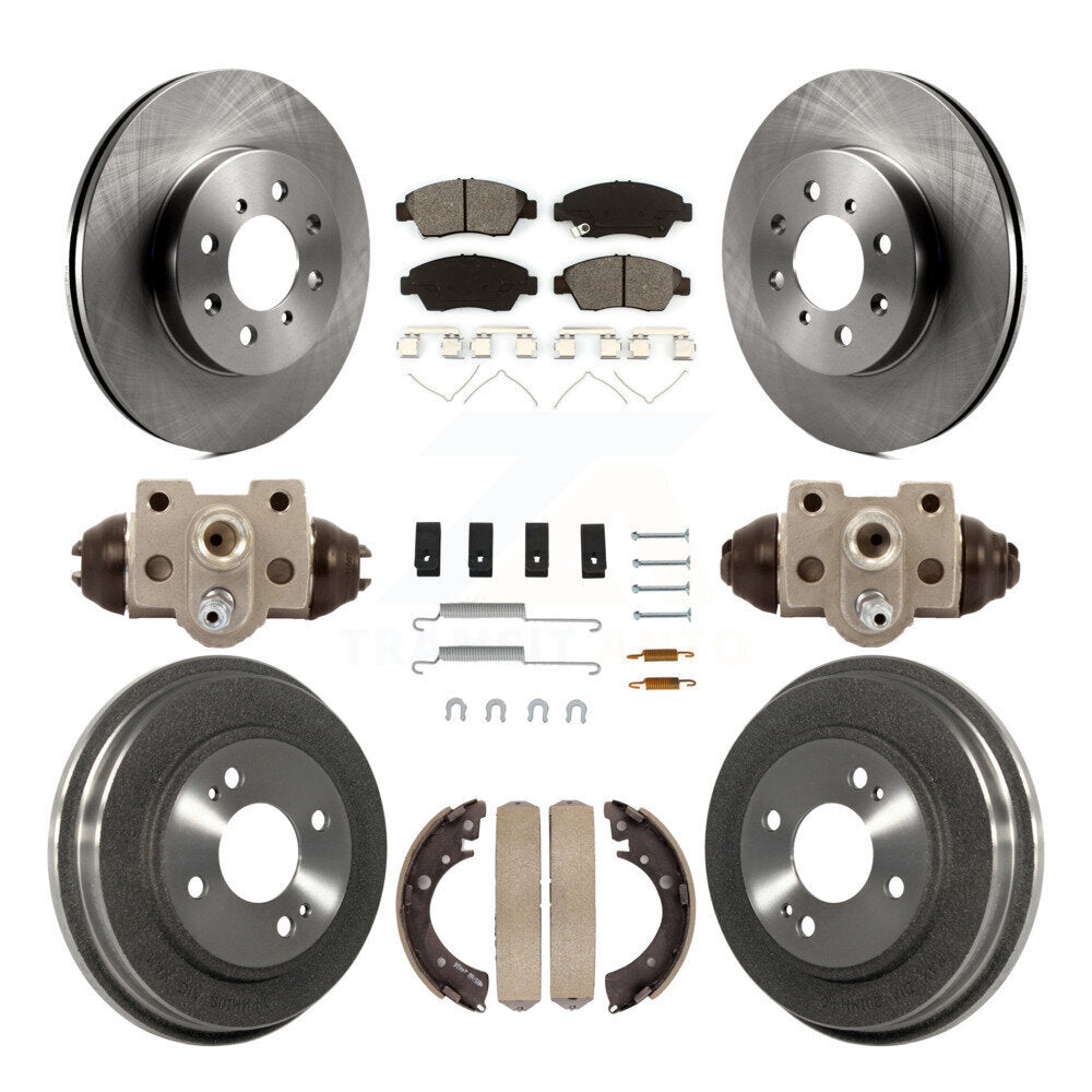 Front Rear Brake Rotor Semi-Metallic Pad Drum Kit (9Pc) For Honda Civic With 4 Lug Wheels K8S-103711