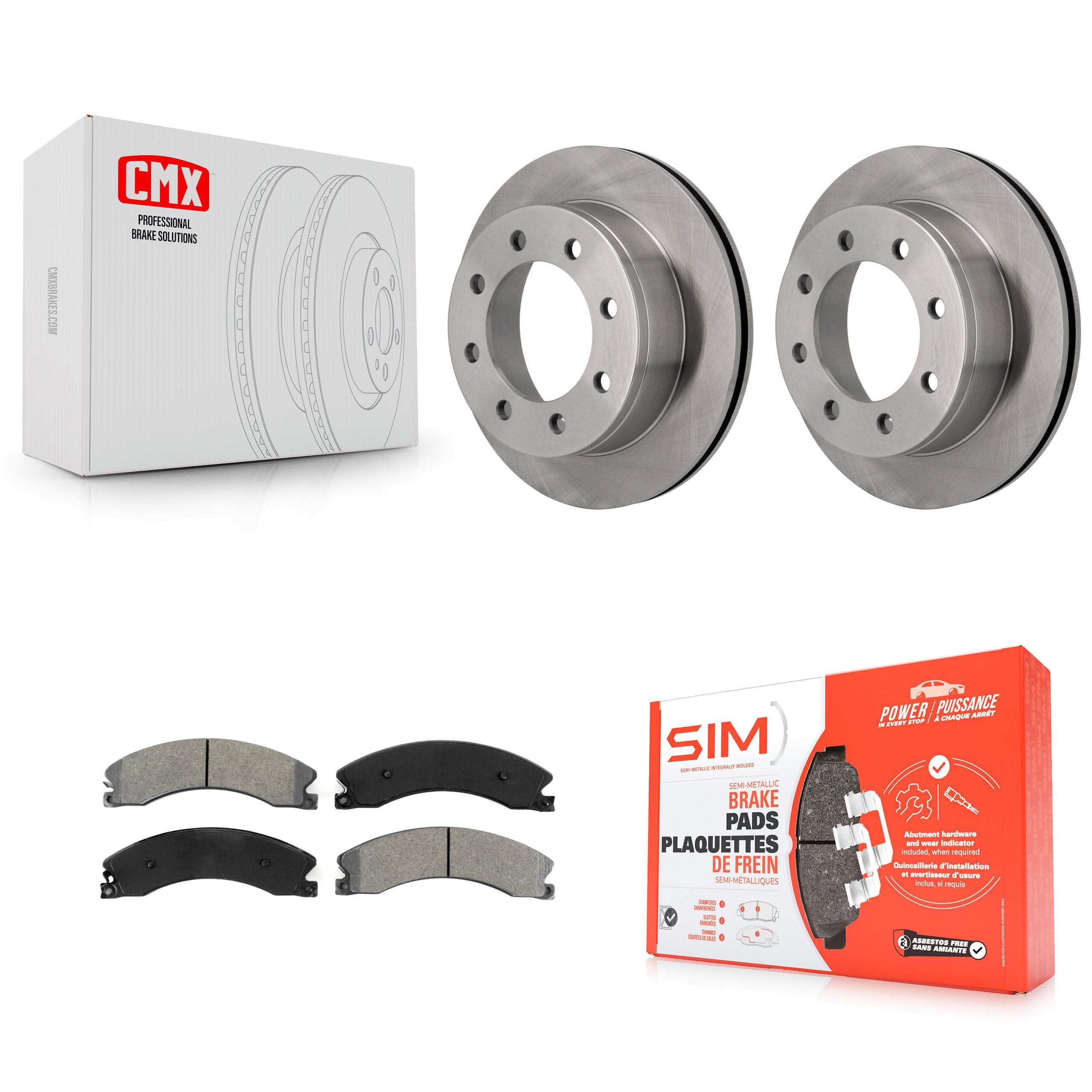 Rear Brake Rotors & Semi-Metallic Pad Kit For Chevrolet Express 4500 3.20" Overall Height K8S-103721