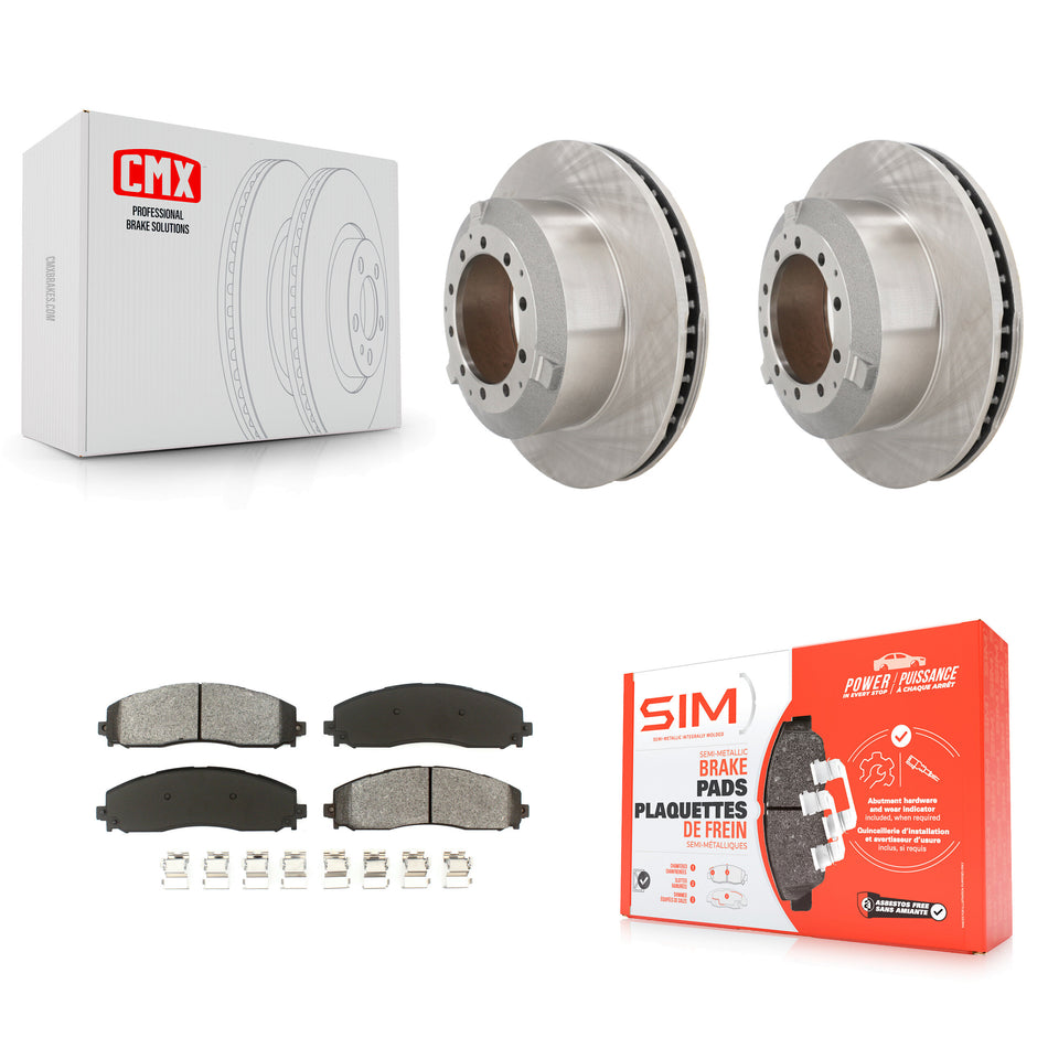 Rear Brake Rotors Semi-Metallic Pad Kit For 2015-2016 Ford F-350 Super Duty Cab & Chassis K8S-103801