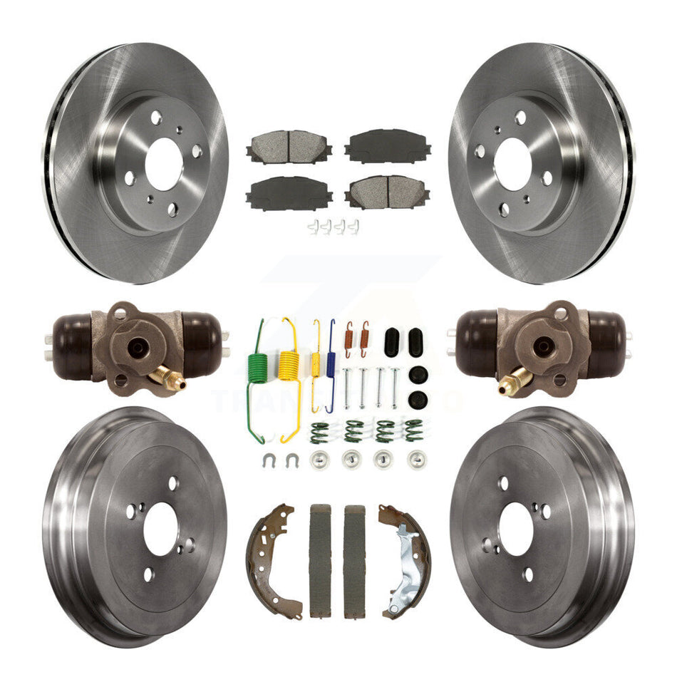 Front Rear Disc Brake Rotors Semi-Metallic Pads And Drum Kit (9Pc) For Toyota Yaris K8S-103832