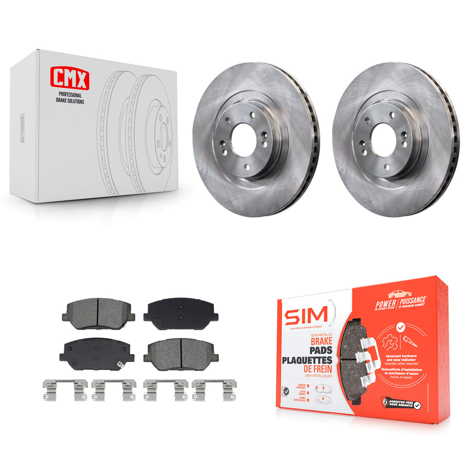 Front Disc Brake Rotors And Semi-Metallic Pads Kit For 2019-2020 Hyundai Santa Fe K8S-103952