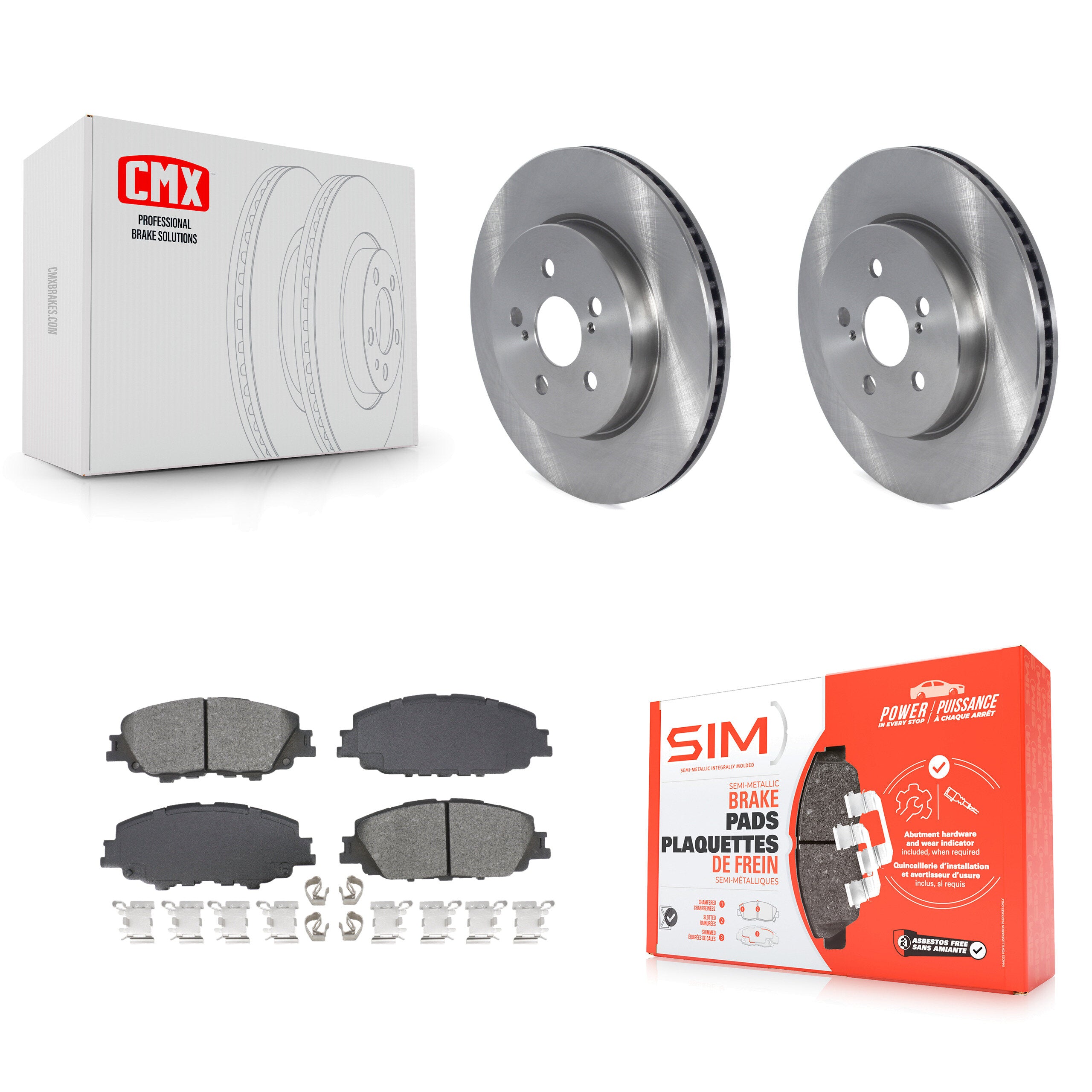 Front Disc Brake Rotors And Semi-Metallic Pads Kit For Toyota Corolla Prius Prime K8S-103975
