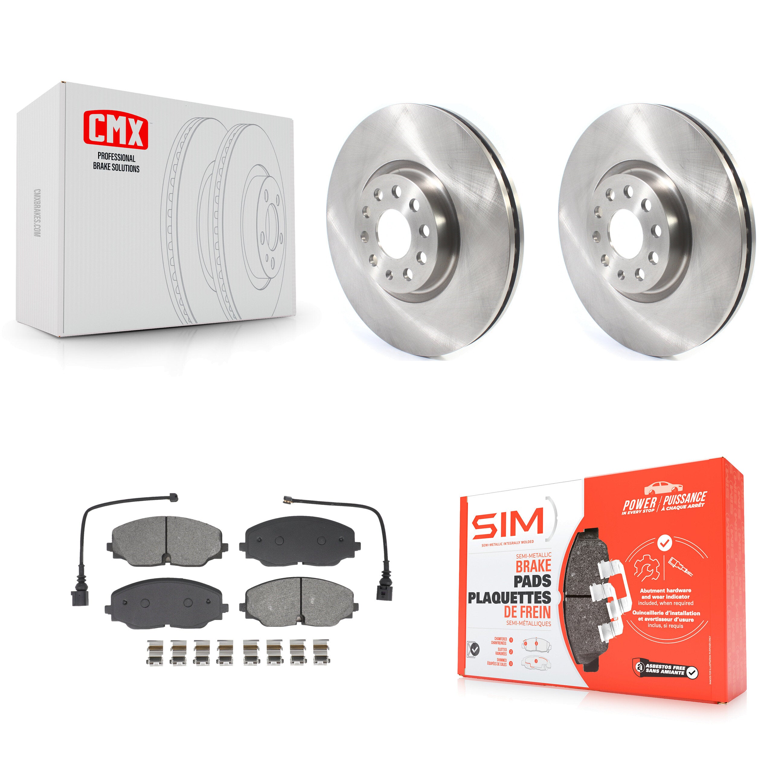 Front Disc Brake Rotors And Semi-Metallic Pads Kit For Volkswagen Atlas Cross Sport K8S-104011