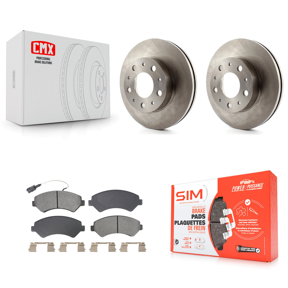 Front Disc Brake Rotors And Semi-Metallic Pads Kit For Ram ProMaster 2500 3500 1500 K8S-104012