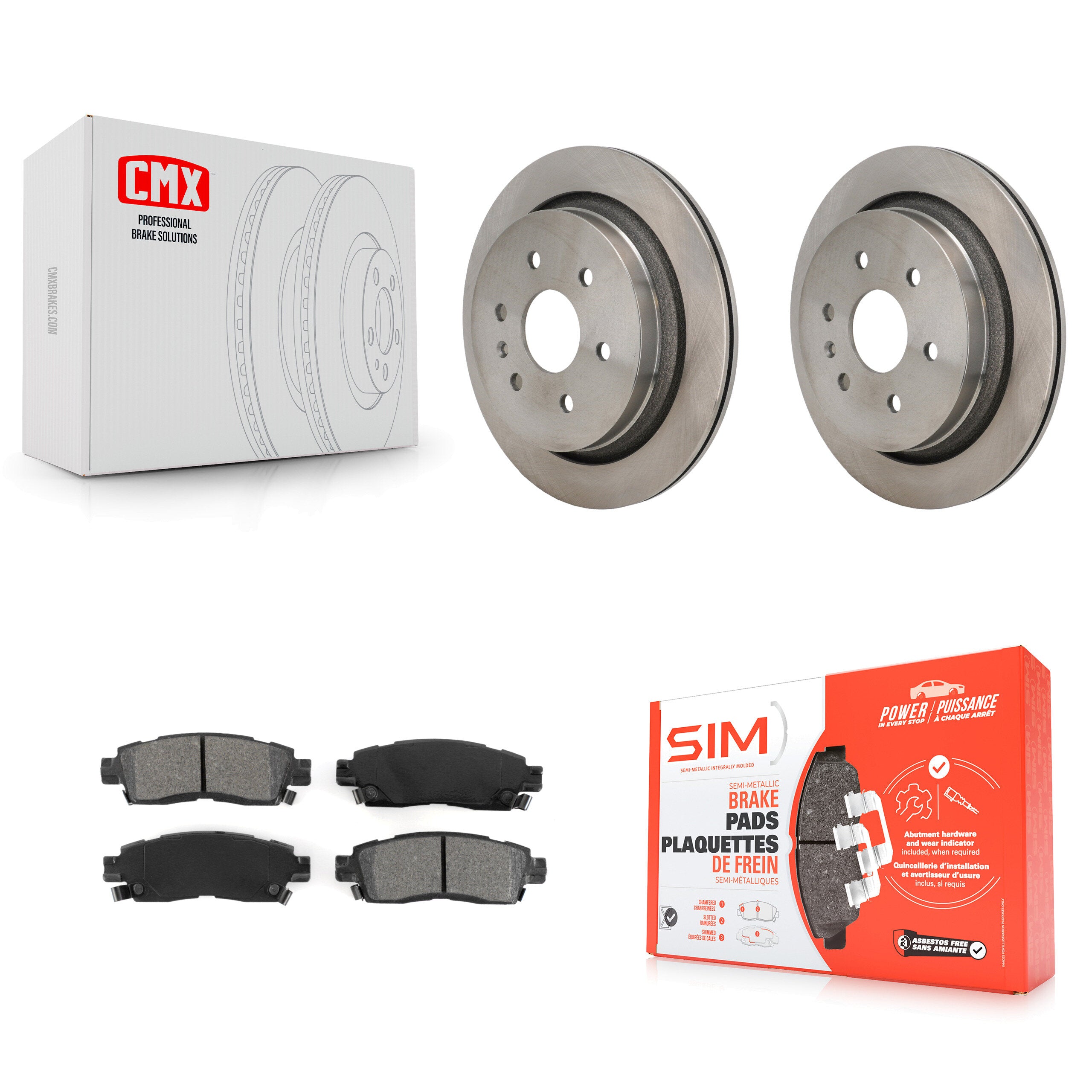 Rear Disc Brake Rotors And Semi-Metallic Pads Kit For Cadillac XTS K8S-104019