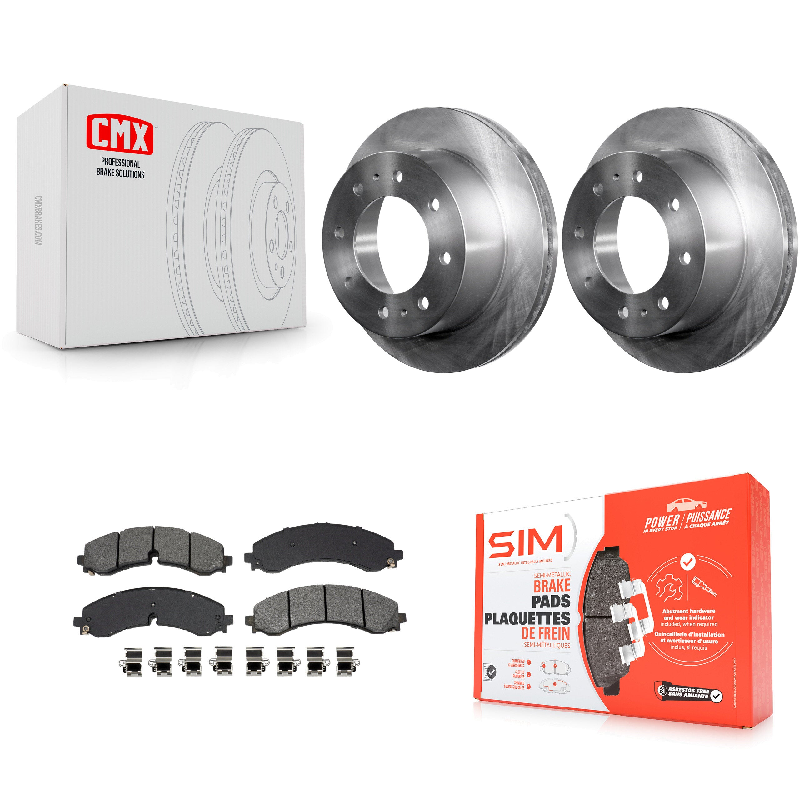 Rear Brake Rotors & Semi-Metallic Pad Kit For GMC Chevrolet Sierra 2500 HD Silverado 3500 K8S-104030