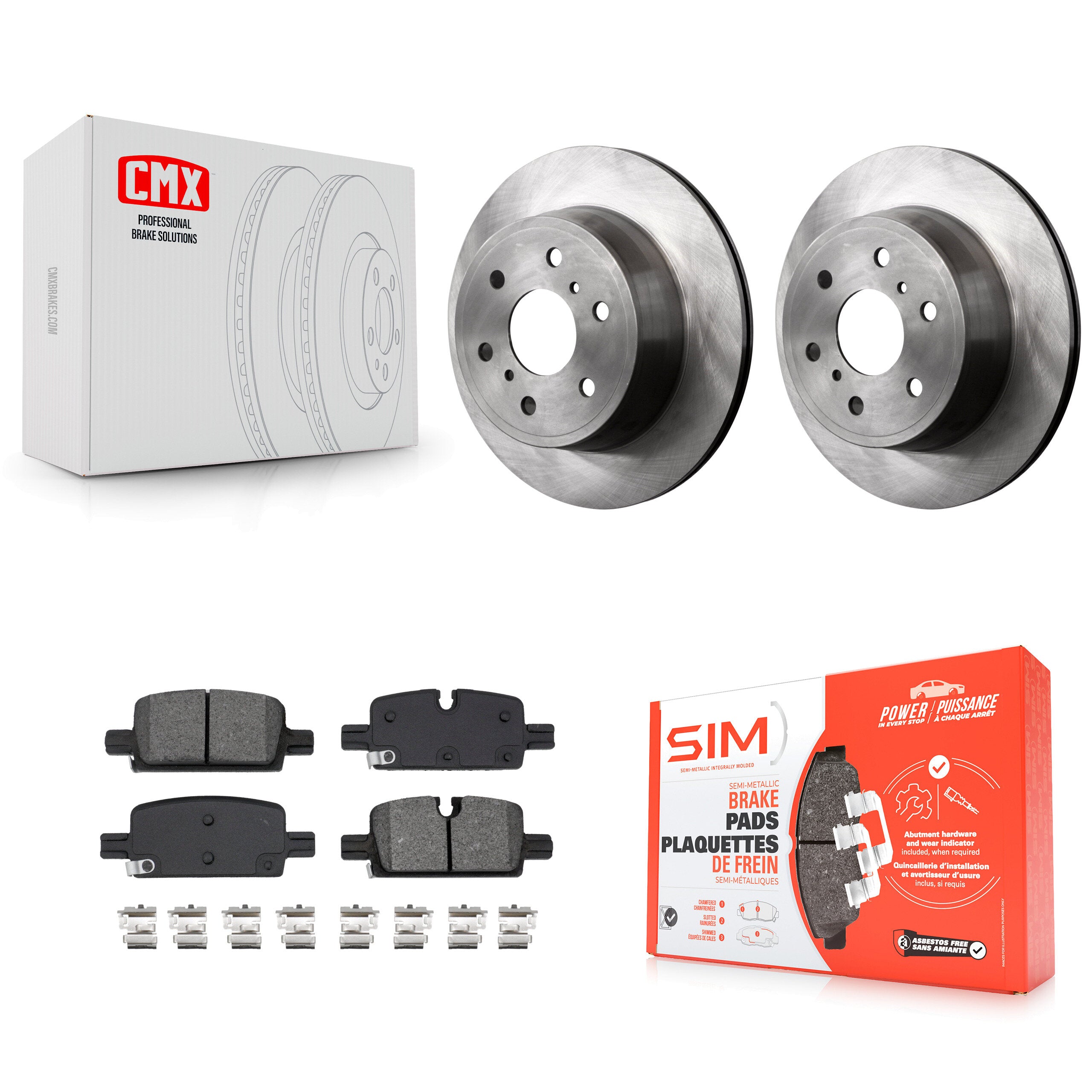 Rear Brake Rotor Semi-Metallic Pad Kit For 2019 GMC Sierra 1500 With Manual Parking K8S-104032