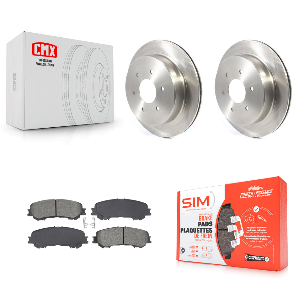 Rear Disc Brake Rotors And Semi-Metallic Pads Kit For 2017-2023 Nissan TITAN K8S-104034