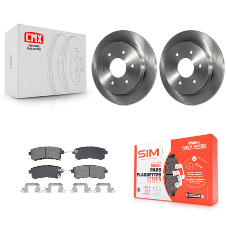 Rear Disc Brake Rotors Semi-Metallic Pad Kit For 2017-2019 Nissan Armada With Solid Rotor K8S-104046
