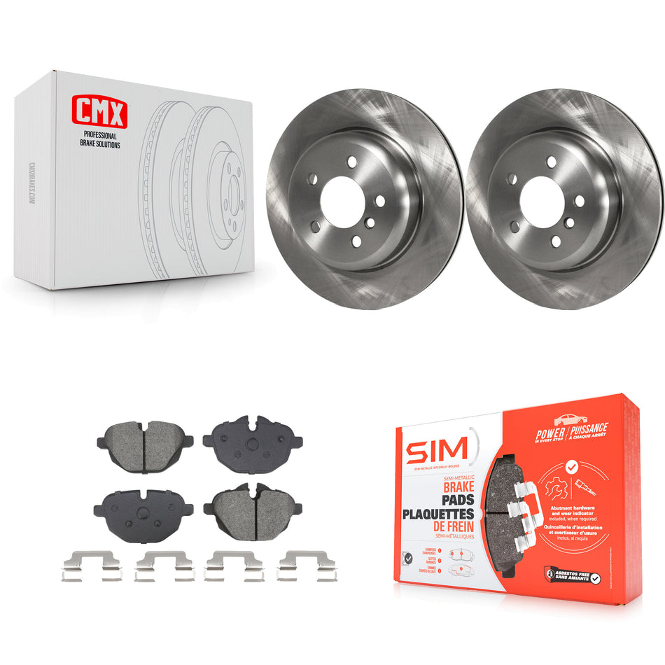 Rear Disc Brake Rotors Semi-Metallic Pad Kit For BMW 535i xDrive 528i 535d ActiveHybrid 5 K8S-104051